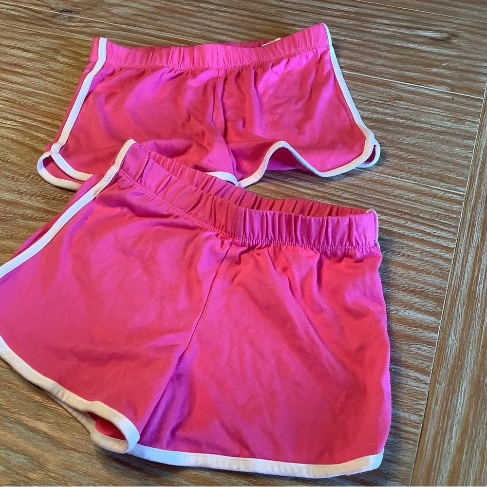 Girls' Hot Pink Athletic Shorts with White Trim